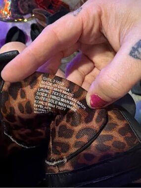 Kids Leopard-Pattern Winter Boots - Black